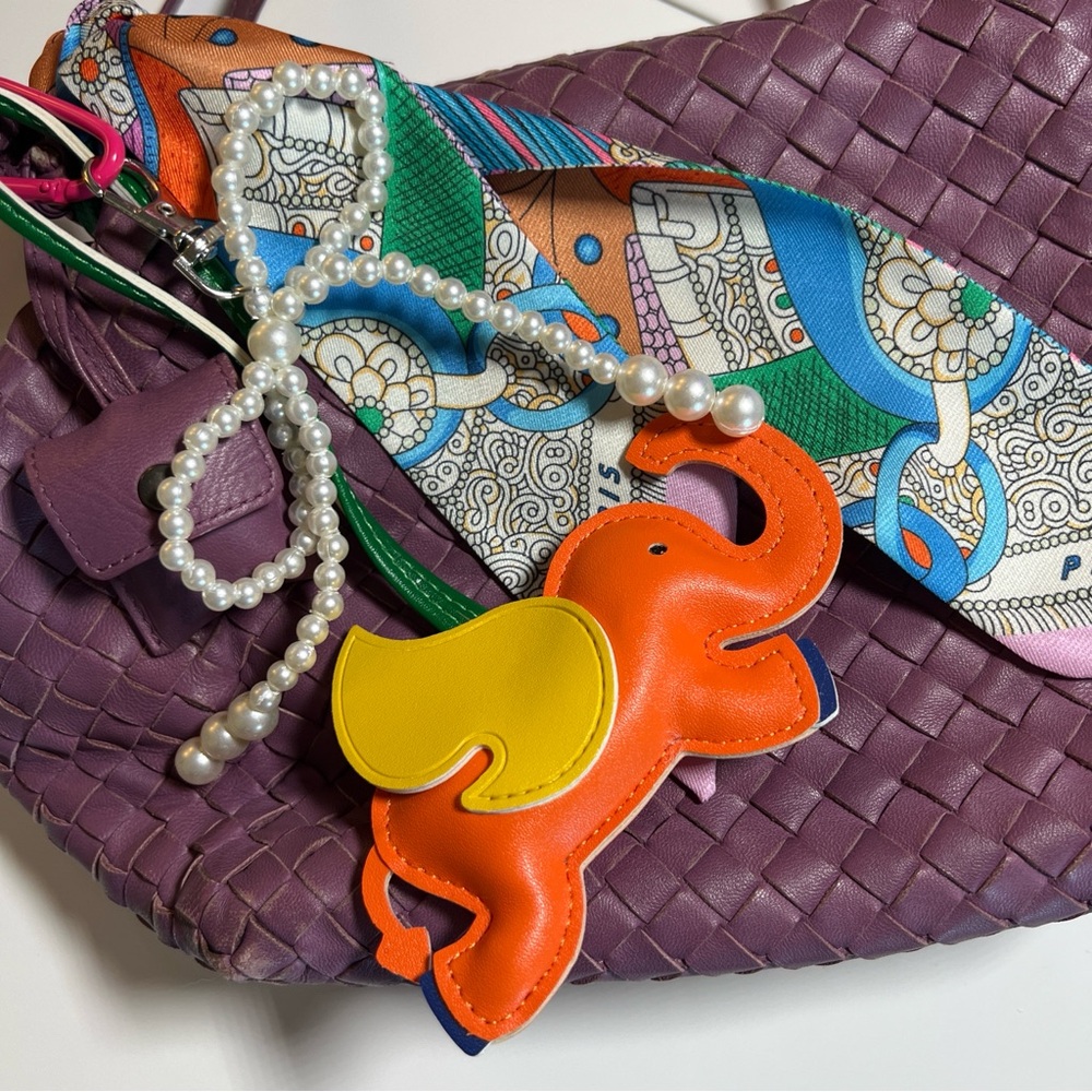 Colorful Elephant Keychain with Scarf Set